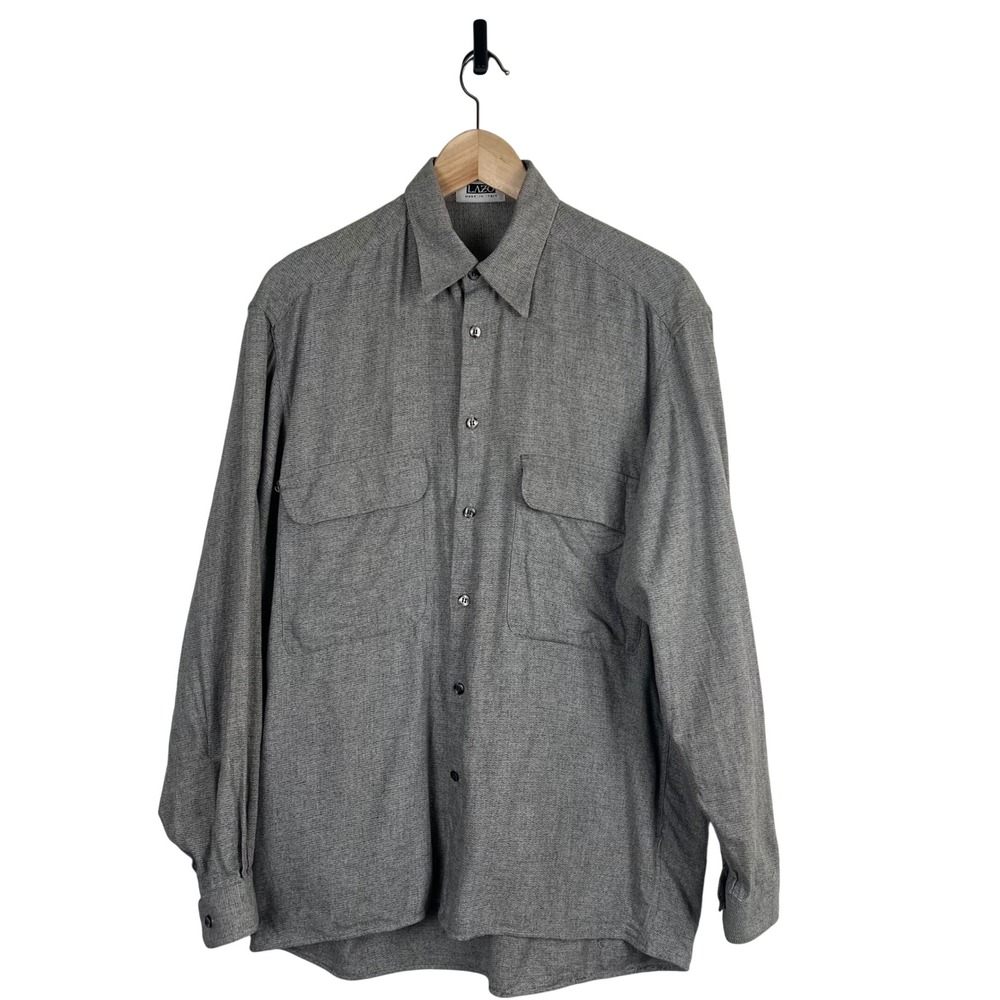 Lazo Mens Gray Cotton Rayon Button Down Shirt Made in Italy Size S Long Sleeve